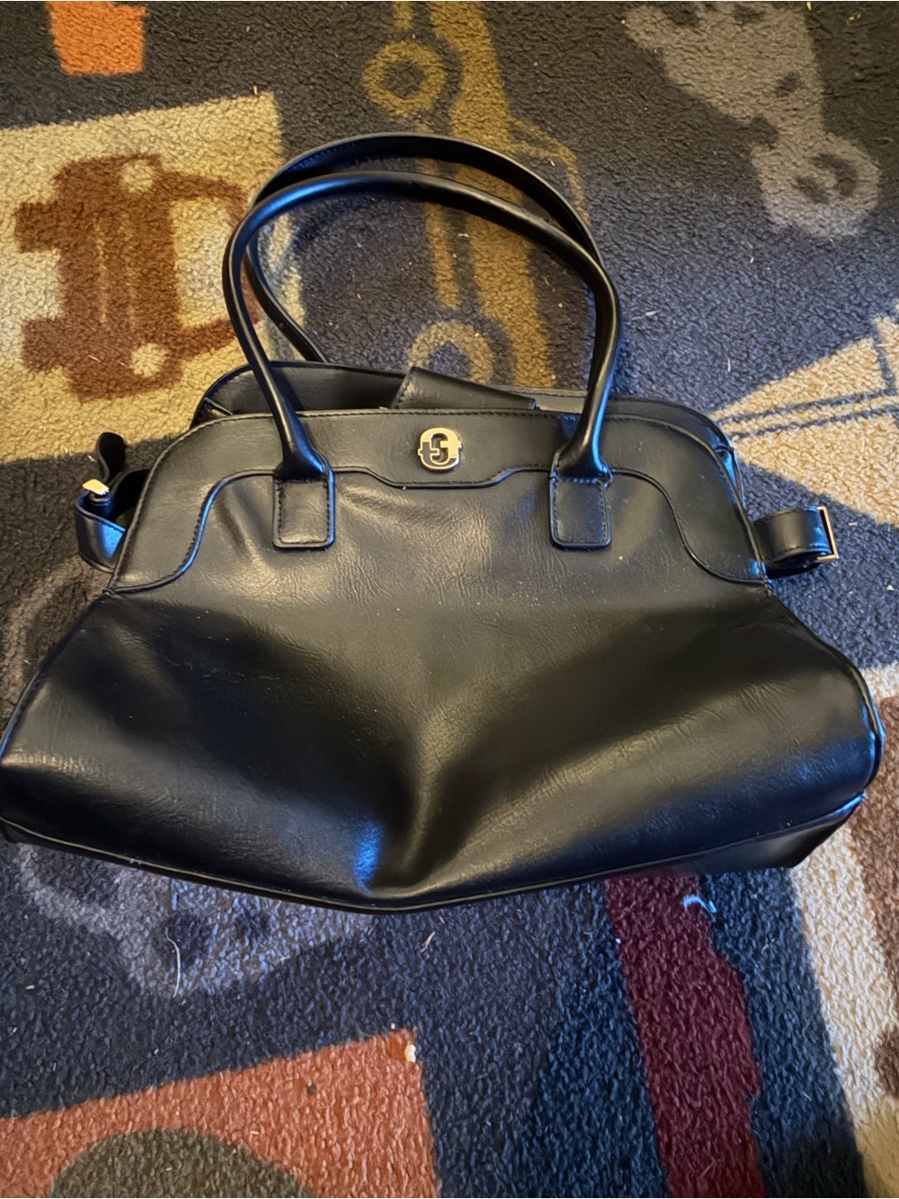 Classic Black Leather Tote Handbag